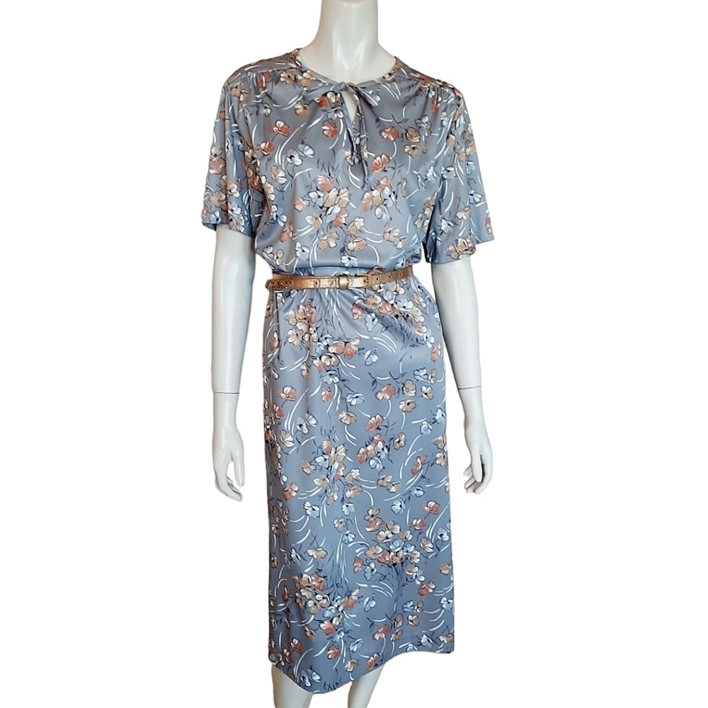 VINTAGE 70s Dress size XL Hand-sewn Stretch Midi Versatile Size